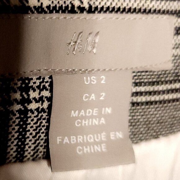 H&M Womens Black White Plaid Blazer 2 - Picture 6 of 9